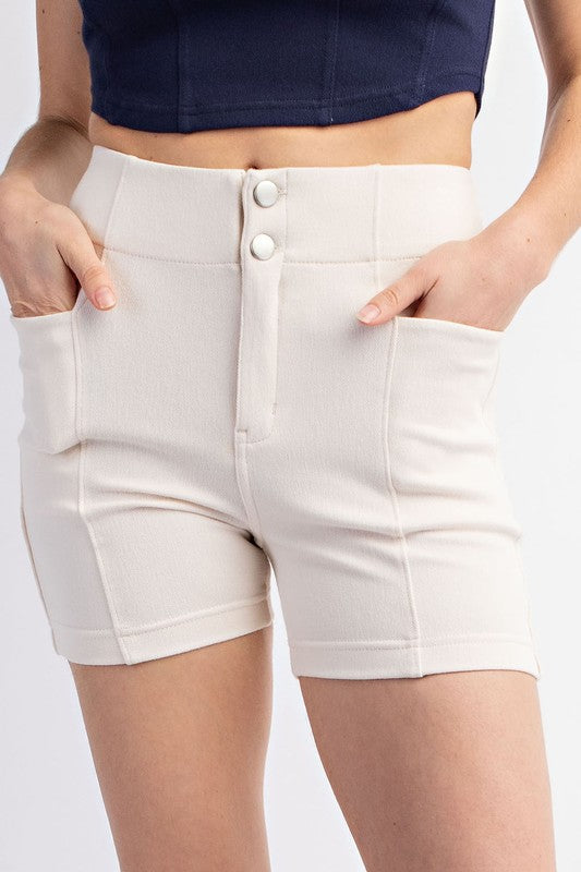 Pantalón corto de sarga elástica de algodón