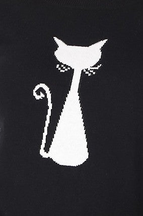 Jersey de algodón con gato en jacquard