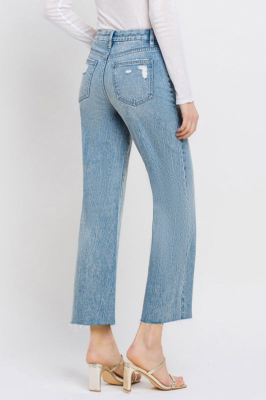 Jeans anchos cortos de talle medio