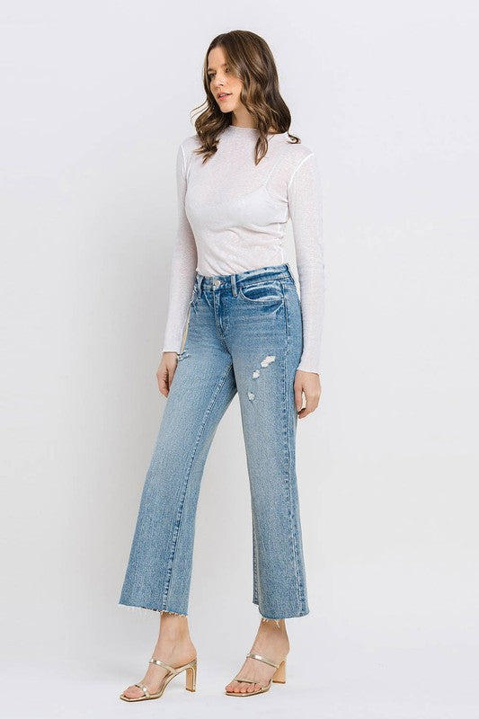 Jeans anchos cortos de talle medio