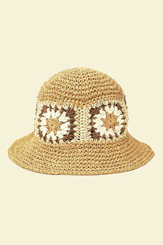 Sombrero de pescador plegable de crochet estilo granny square