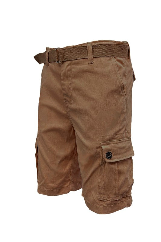 Weiv Pantalones cortos tipo cargo con cinturón para hombre, bolsillos y cinturón