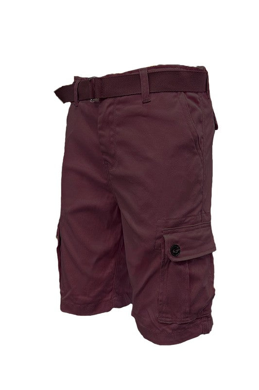 Weiv Pantalones cortos tipo cargo con cinturón para hombre, bolsillos y cinturón