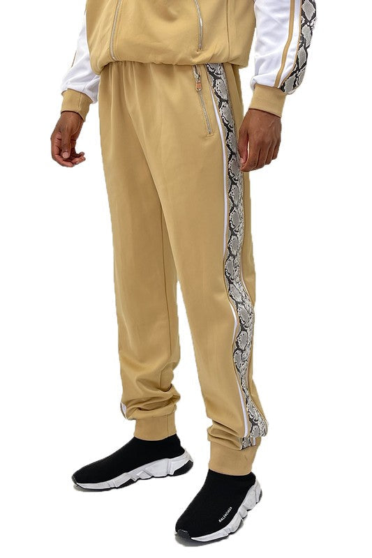 Weiv Pantalones jogger con cinta lateral de serpiente para hombre