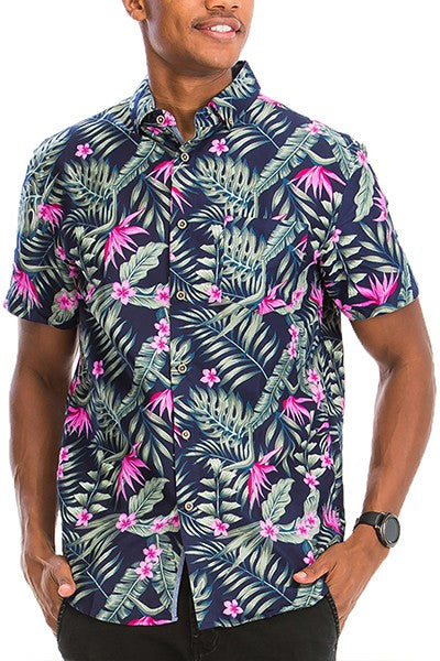 Camisa con botones y estampado hawaiano