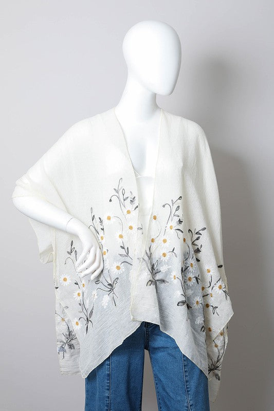 Kimono tejido con margaritas de primavera