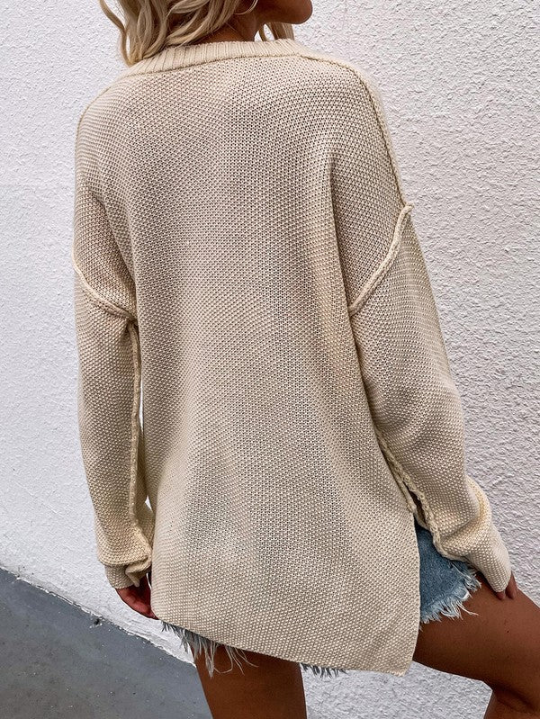 Suéter holgado de manga larga para mujer