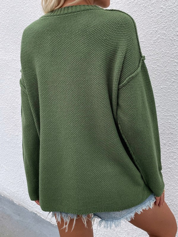 Suéter holgado de manga larga para mujer