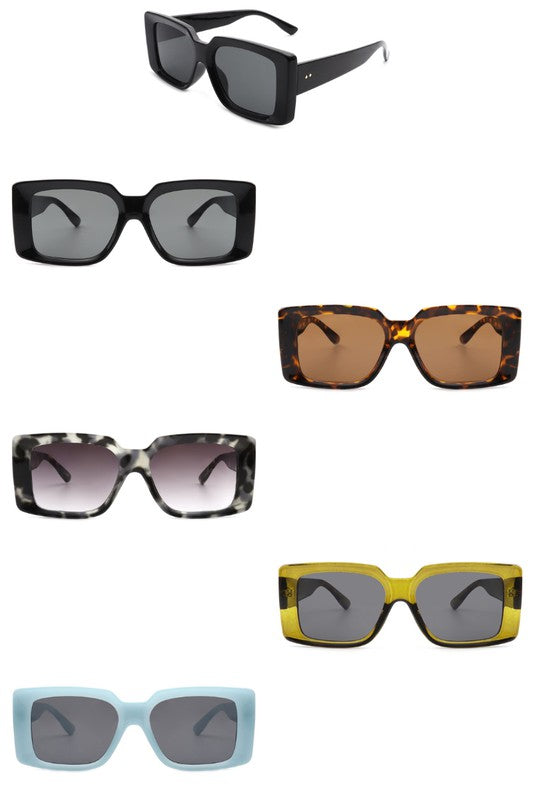 Gafas de sol de moda vintage con lentes planas cuadradas retro