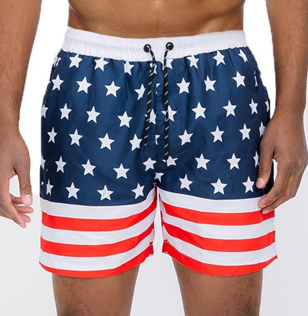 Shorts de baño con bandera americana