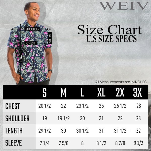 Weiv Camisa hawaiana con botones y estampado para hombre WS7011