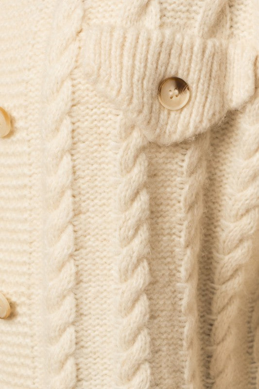 Cárdigan estilo suéter de ochos con cuello