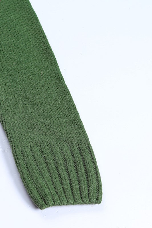 Cárdigan tipo jersey corto con botones y bolsillo verde