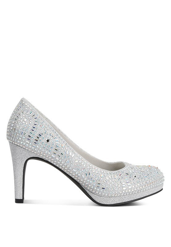 Zapatos de tacón de aguja con diamantes de imitación exquisitos de Jolly