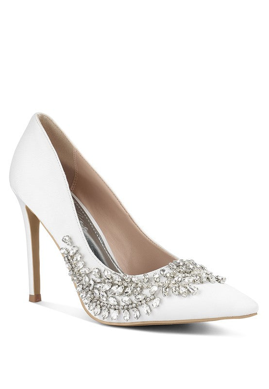 Zapatos de tacón de aguja con adornos de diamantes de imitación Ashlyn