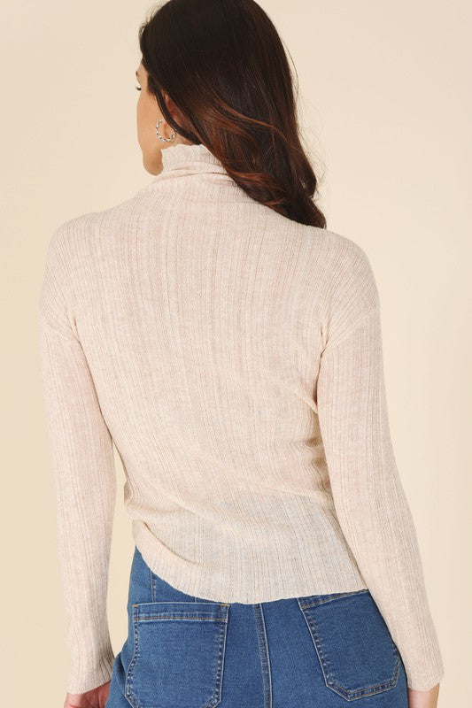 Jersey transparente de mezcla de lana con cuello alto