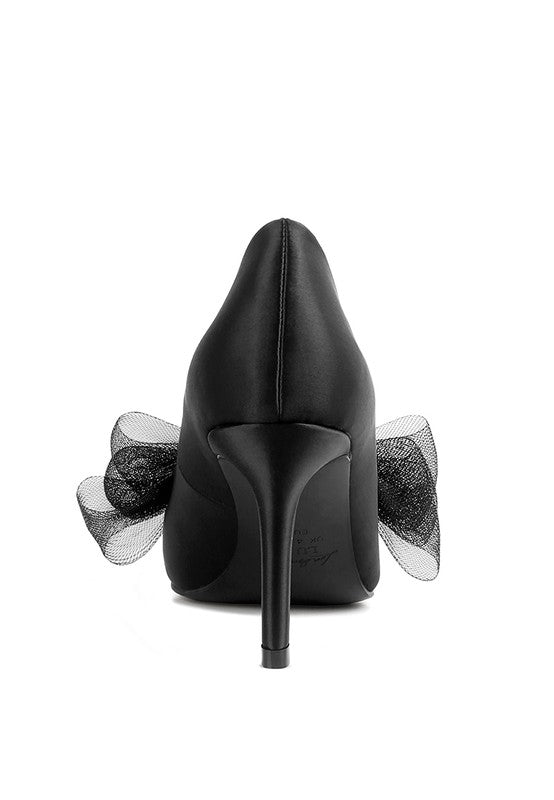 Zapatos de tacón de aguja con lazo adornado con diamantes Odette