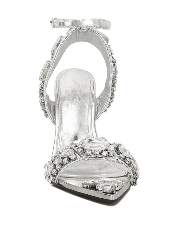 Sandalias de tacón de aguja con adornos de diamantes Blingy