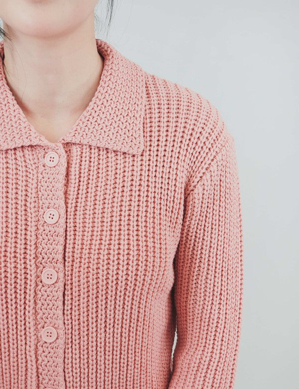 Cárdigan tipo suéter vintage con botones y cuello