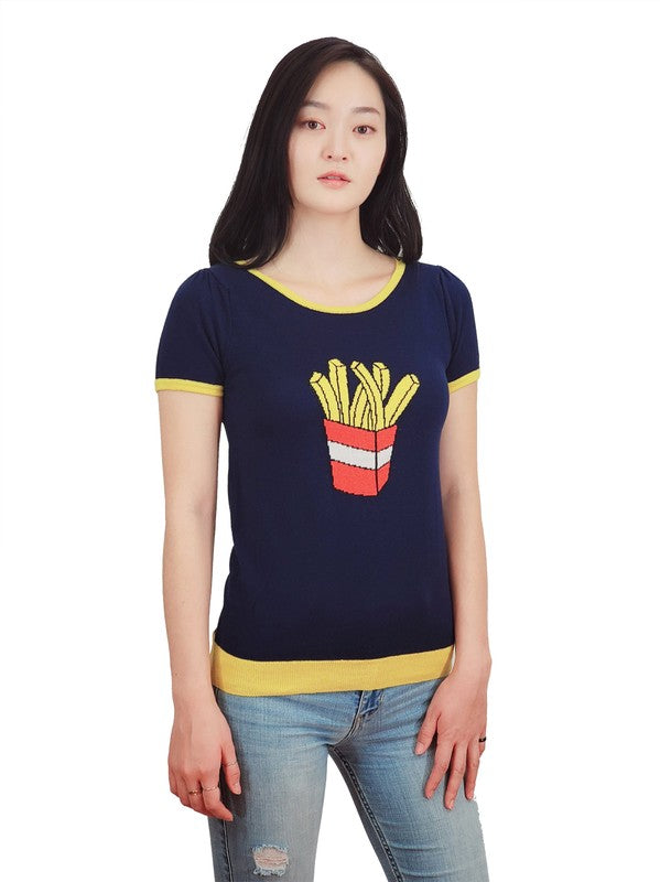 Camiseta de manga corta con patatas fritas