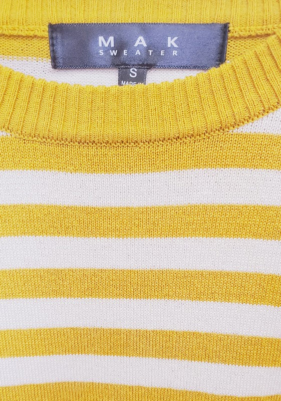 Suéter elástico de manga larga a rayas