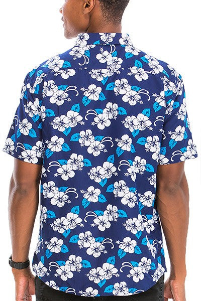 WS7007N Weiv Camisa hawaiana con botones y estampado para hombre