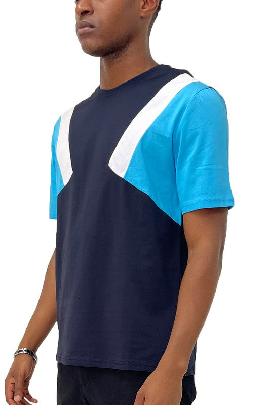 Camiseta de manga corta con bloques de color