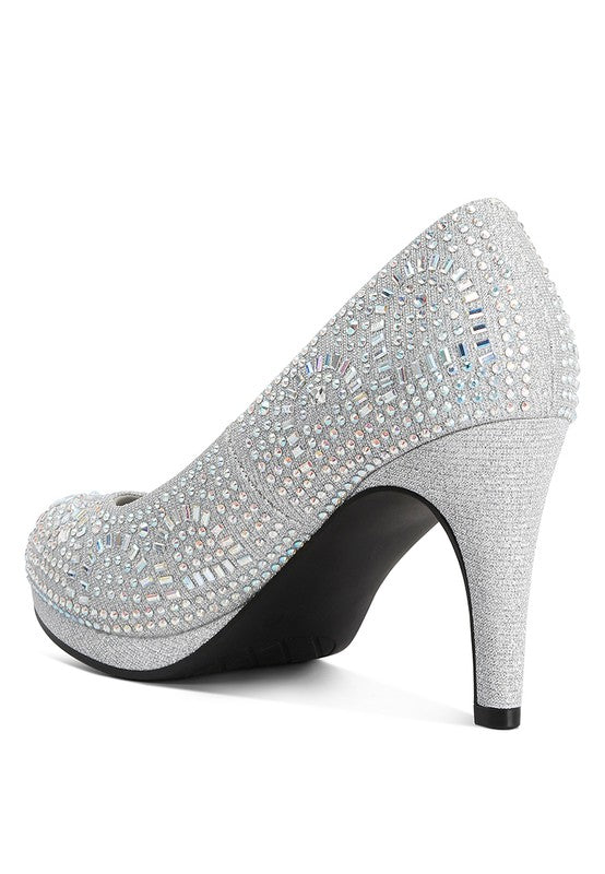 Zapatos de tacón de aguja con diamantes de imitación exquisitos de Jolly