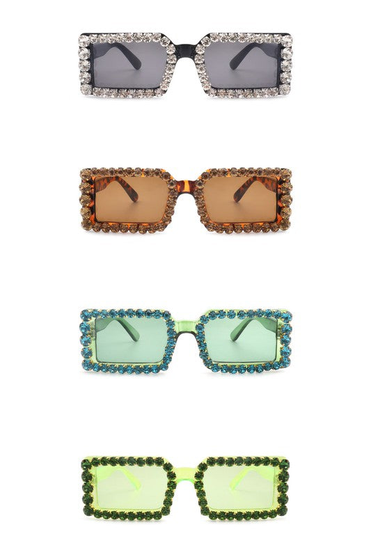 Gafas de sol cuadradas con diamantes de imitación rectangulares