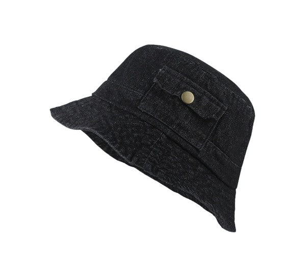 Sombrero de pescador de mezclilla con detalle de bolsillo