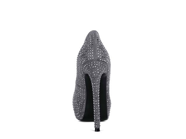 CLARISSE Zapatos de tacón alto de gamuza sintética con diamantes