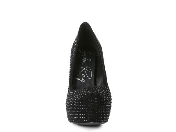 CLARISSE Zapatos de tacón alto de gamuza sintética con diamantes