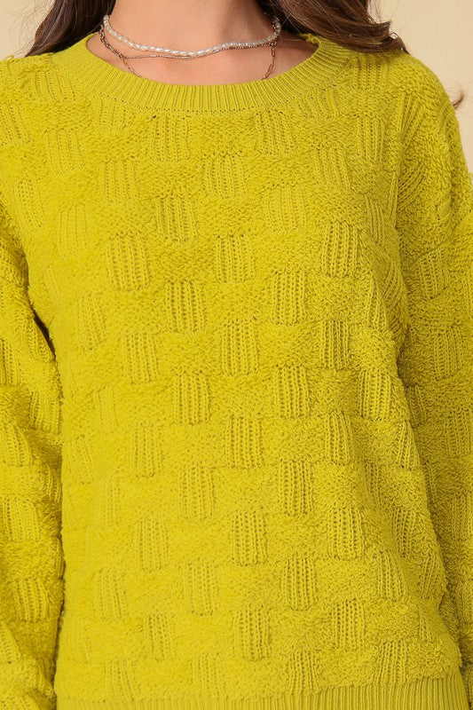 Suéter con patrón de tejido de cesta