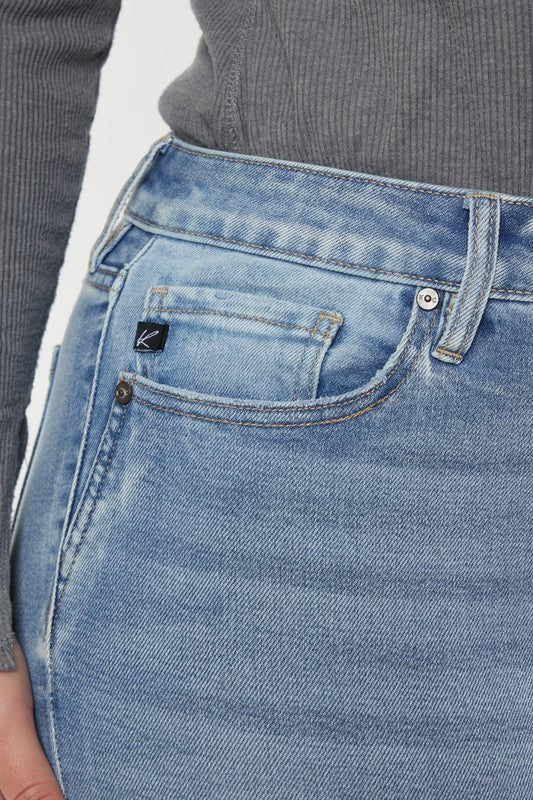 Jeans bootcut con lavado medio Y2K de talle medio y talla grande