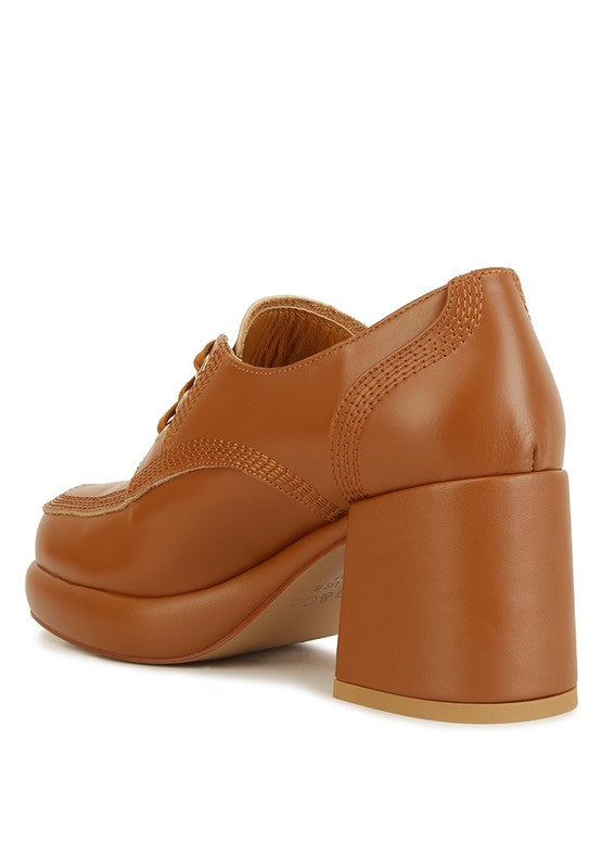 Zapatos Oxford de tacón cuadrado de cuero Zaila