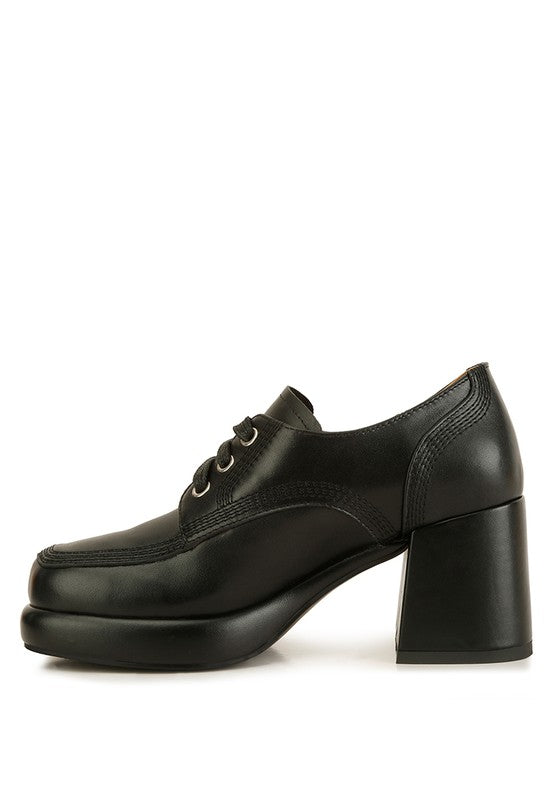 Zapatos Oxford de tacón cuadrado de cuero Zaila