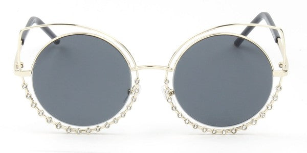 Gafas de sol redondas de moda con forma de ojo de gato para mujer